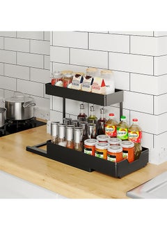 XiuWoo Under Sink Storage Organizer Bathroom Countertop Organizer 2-Tier Sliding Kitchen Cabinet Organization with Hooks Multi-purpose Shelf Organizer For Kitchen Bathroom Bedroom Office  - Image 4