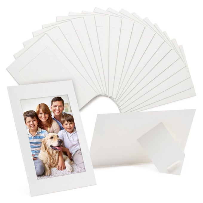 50 Pack White Paper Picture Frames for 4x6 Inserts Cardboard Photo Easels for DIY Classroom Crafts