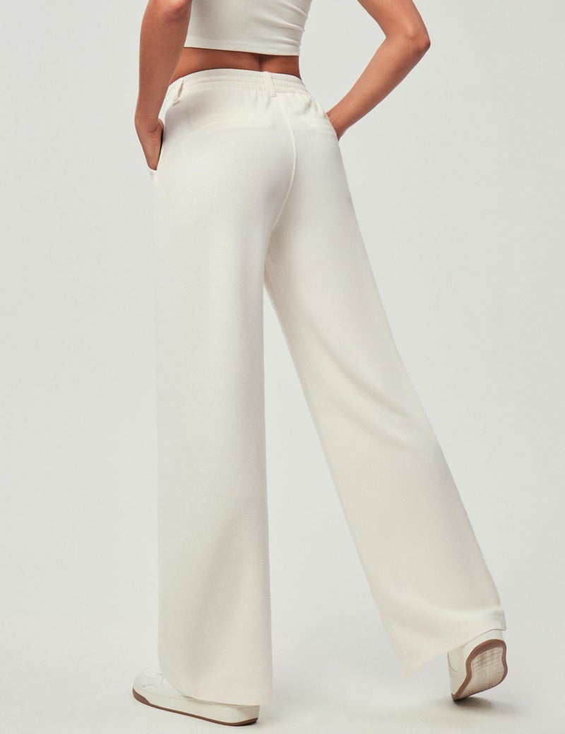IUGA Wide Leg Pants Woman Pull on Stretchy Work Dress Pants High Waisted Business Casual Trousers Slacks Standard, Meduim, Off-White - Image 2