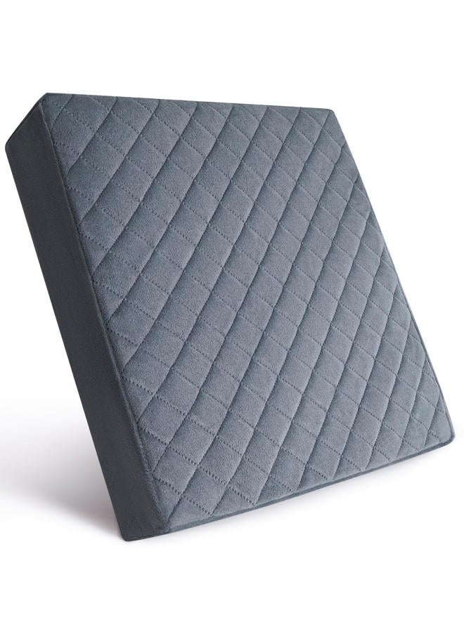 COMFORTANZA Soft 16x16x3 Memory Foam Seat Cushion for Kitchen, Dining, Office Chairs, Car Seats - Washable Velvety Cover with Waterproof Layer & Non-Slip Base - Comfort & Back Pain Relief - Gray - Image 1