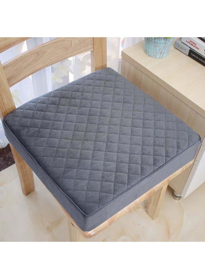 COMFORTANZA Soft 16x16x3 Memory Foam Seat Cushion for Kitchen, Dining, Office Chairs, Car Seats - Washable Velvety Cover with Waterproof Layer & Non-Slip Base - Comfort & Back Pain Relief - Gray - Image 2