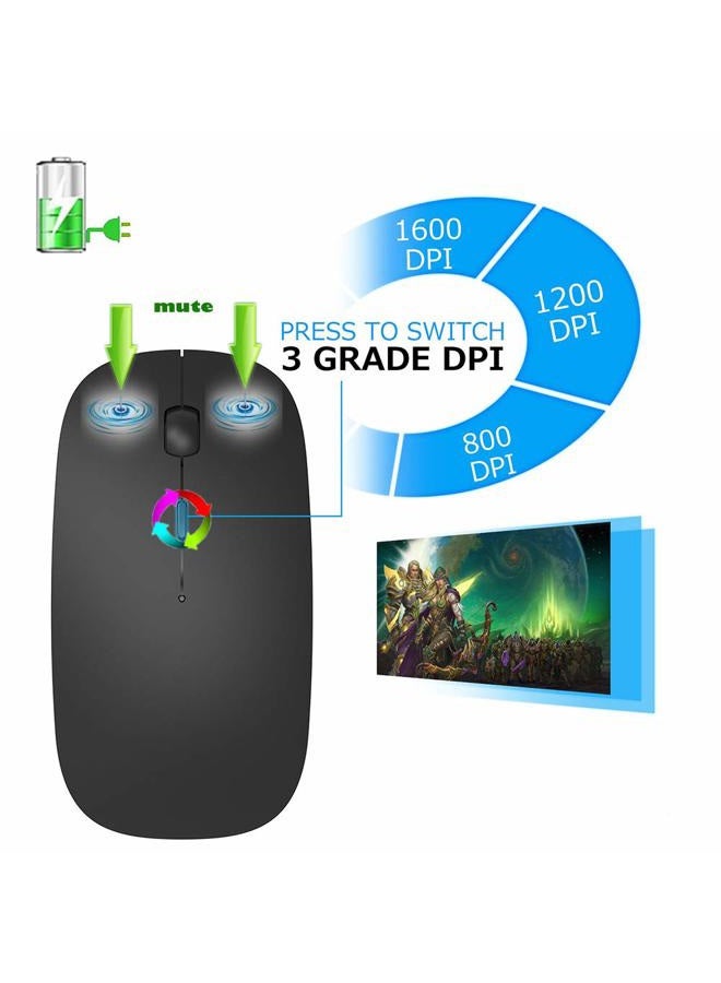 KLO Rechargeable Bluetooth Mouse for MacBook pro/MacBook air/Laptop/iMac/ipad, Wireless Mouse for MacBook pro MacBook Air/iMac/Laptop/Notebook/pc(Bluetooth Mouse/Black) - Image 2