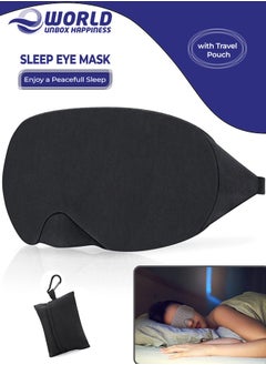 Eworld Cotton Sleep Eye Mask, Superior Light Blocking, Soft, Comfortable, and Adjustable for Men and Women, Ideal for Travel and Sleeping, Includes Travel Pouch, Designed to Fit Every Head Size, Black  - Image 1