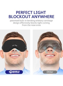 Eworld Cotton Sleep Eye Mask, Superior Light Blocking, Soft, Comfortable, and Adjustable for Men and Women, Ideal for Travel and Sleeping, Includes Travel Pouch, Designed to Fit Every Head Size, Black  - Image 2