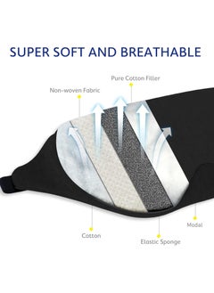 Eworld Cotton Sleep Eye Mask, Superior Light Blocking, Soft, Comfortable, and Adjustable for Men and Women, Ideal for Travel and Sleeping, Includes Travel Pouch, Designed to Fit Every Head Size, Black  - Image 4