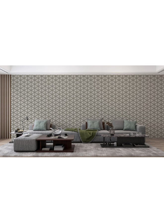 Home Gallery Beige Color Abstract Shape Seamless Fabric Wallpaper Covers An Area ​​Up To 4.2Mx3M With Adhesive  And Smoothing Tool - Image 1