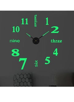 Wall Decal Decorative Clock, Wall Clock, 3D Dimensional Wall Clock Punch Free & Easy to Install, 3D Dimensional Clock, 3D Wall Decal Decorative Clock Glow in The Dark (Luminous, Large)