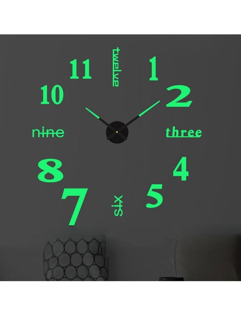Generic - Wall Decal Decorative Clock, Wall Clock, 3D Dimensional Wall Clock Punch Free & Easy to Install, 3D Dimensional Clock, 3D Wall Decal Decorative Clock Glow in The Dark (Luminous, Large) - Image 1