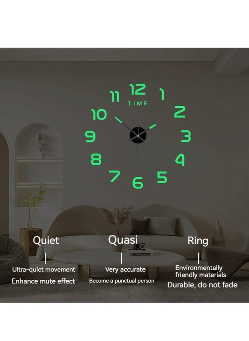 Generic - Wall Decal Decorative Clock, Wall Clock, 3D Dimensional Wall Clock Punch Free & Easy to Install, 3D Dimensional Clock, 3D Wall Decal Decorative Clock Glow in The Dark (Luminous, Large) - Image 1