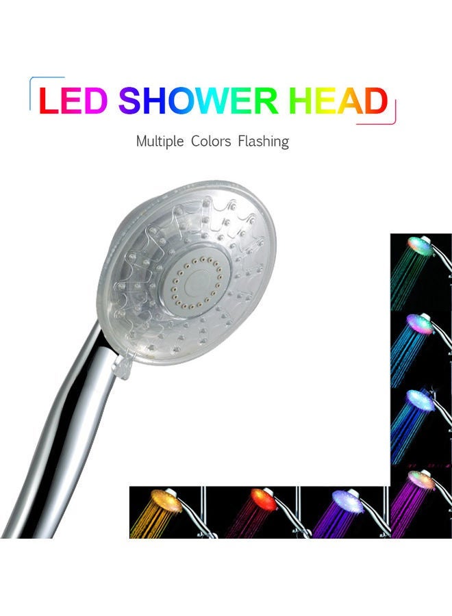 NIBEMINENT Automatic Colour Changing Shower Head Silver 11x25cm - Image 1