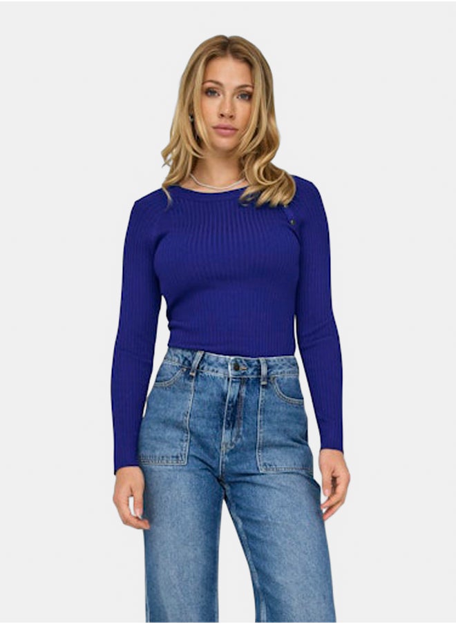 ONLY Onlmeddi Ls Button Detail O-Neck  - Image 2
