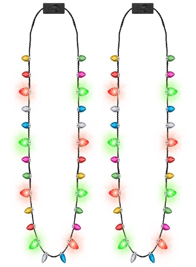 Traplace 2PCS Christmas Light Necklace Light up, Christmas Necklace with Colorful Bulbs, 3 Glow Modes Xmas Lights Decoration, Wearable Christmas Lights for Xmas Family Party Decorations Ugly Sweater Decor - Image 1