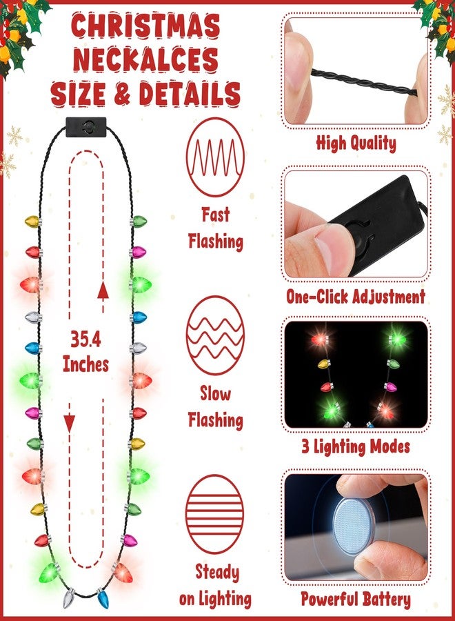 Traplace 2PCS Christmas Light Necklace Light up, Christmas Necklace with Colorful Bulbs, 3 Glow Modes Xmas Lights Decoration, Wearable Christmas Lights for Xmas Family Party Decorations Ugly Sweater Decor - Image 2