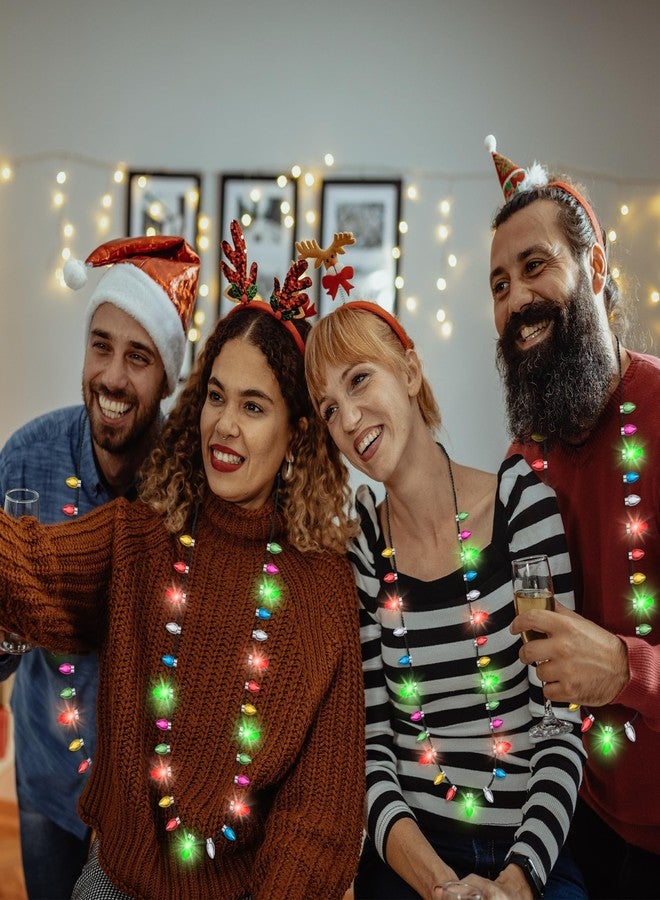 Traplace 2PCS Christmas Light Necklace Light up, Christmas Necklace with Colorful Bulbs, 3 Glow Modes Xmas Lights Decoration, Wearable Christmas Lights for Xmas Family Party Decorations Ugly Sweater Decor - Image 5