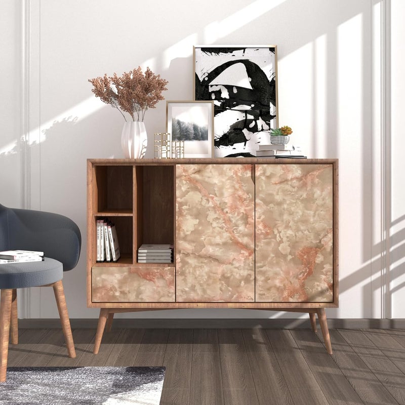 VOLEAAR ورق لاصق رخام أحمر 35 × 196 بوصة ورق حائط رخام ورق لاصق لأسطح العمل ورق حائط فينيل ورق حائط مقاوم للماء ورق حائط للمطبخ - Image 4