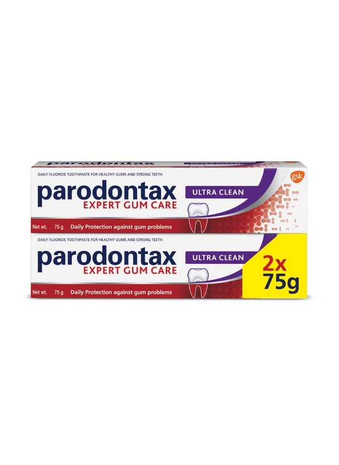 Parodontax Ultra Clean Toothpaste For Daily Protection Against Gum Problems For Long Lasting Ultra Clean Feeling Multi Pack 75G*2  - Image 1