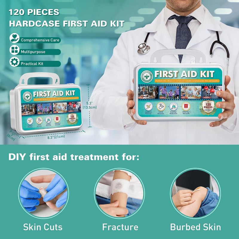 General Medi 120 Pieces Hardcase First Aid Kit with Instant Cold Pack and Emergency Blanket for Home, Office, Travel, and Outdoor Use - Image 3