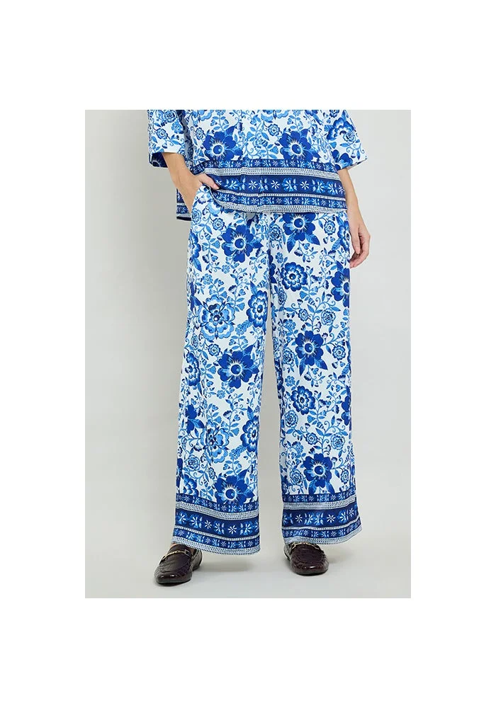 R&b Patterned Wide Leg Pants with Drawstring Waist