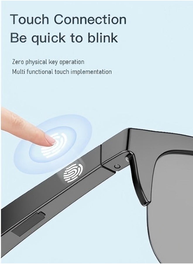 Smart Uv-Proof Bluetooth Glasses With True Wireless Audio And Bone Conduction Technology, Bluetooth Sunglasses With Speakers, Fingerprint Touch, Smart Wireless Bluetooth Audio Glasses For Men And Women