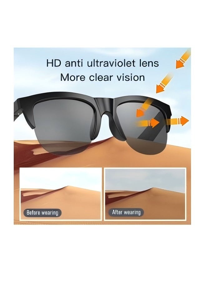 Smart Uv-Proof Bluetooth Glasses With True Wireless Audio And Bone Conduction Technology, Bluetooth Sunglasses With Speakers, Fingerprint Touch, Smart Wireless Bluetooth Audio Glasses For Men And Women
