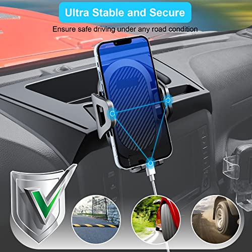 DIAMOOKY حامل الهاتف المحسن DIAMOOKY لجيب رانجلر JK JKU 2018 2017 2016 2015 2014 2013 2012 2011، مجموعة حامل الهاتف المتعددة مع صينية تخزين ملحقات داخلية - Image 4