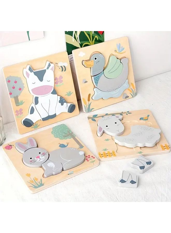 Educational Wooden Animal Puzzles For Kids Model A Farm Animals 4 Patterns - Image 2