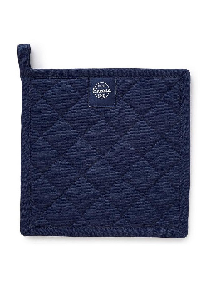 Encasa XO Heat Resistant Cotton Pot Holders with Hanging Loop - Set of 2 - Scotch Blue - Multipurpose Quilted Everyday Hot Pad for Kitchen, Camping, BBQ & Microwave - 21 cm - Image 4