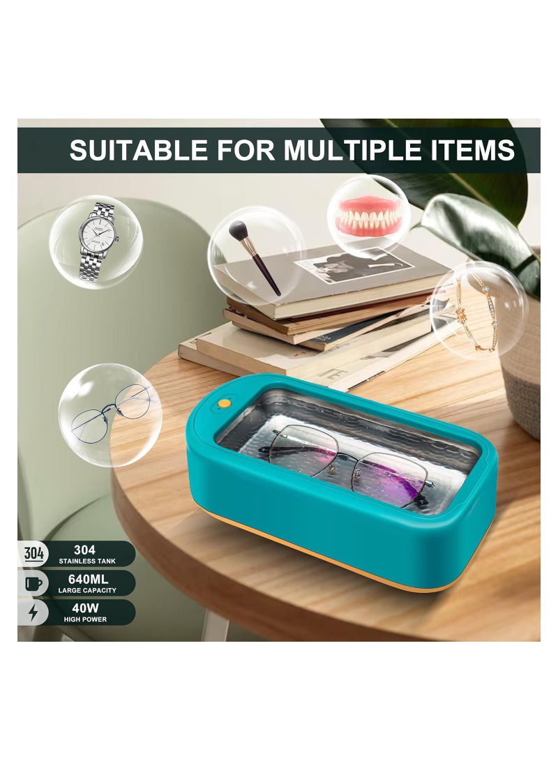 Excefore Ultrasonic Jewelry Cleaner Machine, 48KHz 640ML (22OZ) Professional Ultrasonic Cleaner with 2 Timer Mode Ideal for Cleaning Jewelry, Glasses, Watch, Denture–Includes Adaptor, Tweezer, Non-Slip Pad - Image 2