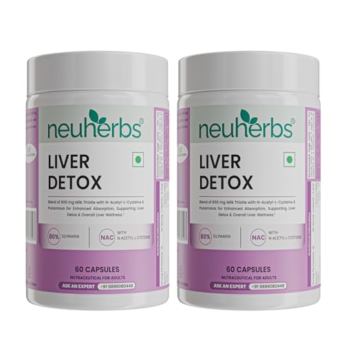 Neuherbs Liver Detox Capsules with Milk Thistle, NAC & Silymarin | Supports Liver Health, Liver Detox & Cleansing | Liver Support Supplement for Men & Women | 60 Capsules (Pack of 2) - Image 1