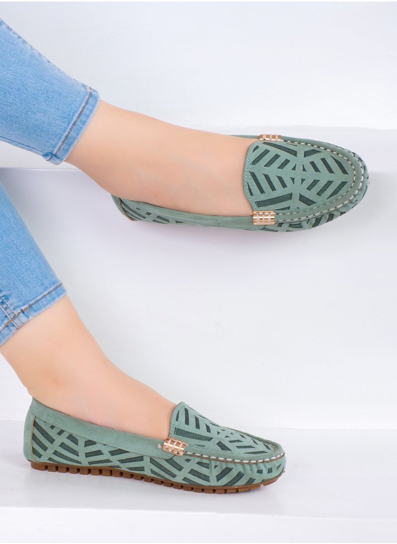 Vbranda - Ballerina Flat Ornate ALIOU-green - Image 1