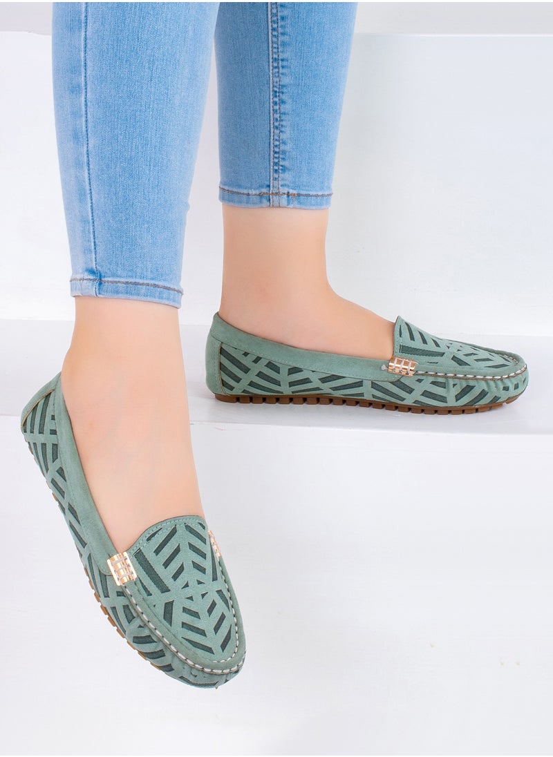 Vbranda - Ballerina Flat Ornate ALIOU-green - Image 1