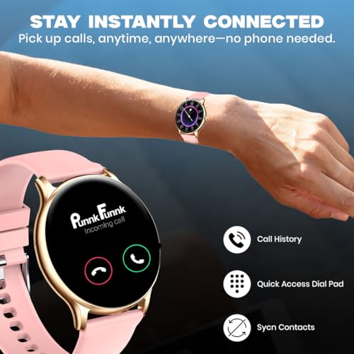 PunnkFunnk Glavito Round Dial Smartwatch with 1.49" AMOLED Display, Bluetooth Calling, Functional Crown Control, 100+ Sports Modes, IP67, Health Tracking, 100+ Watch Faces for Men & Women (Pink) - Image 3