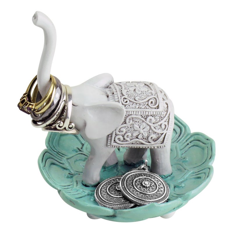 Evelots Ring Holder-Good Luck Elephant-Jewelry Bowl/Stand-Earring/Necklaces - Image 1