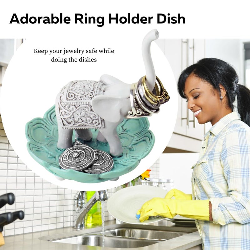 Evelots Ring Holder-Good Luck Elephant-Jewelry Bowl/Stand-Earring/Necklaces - Image 3