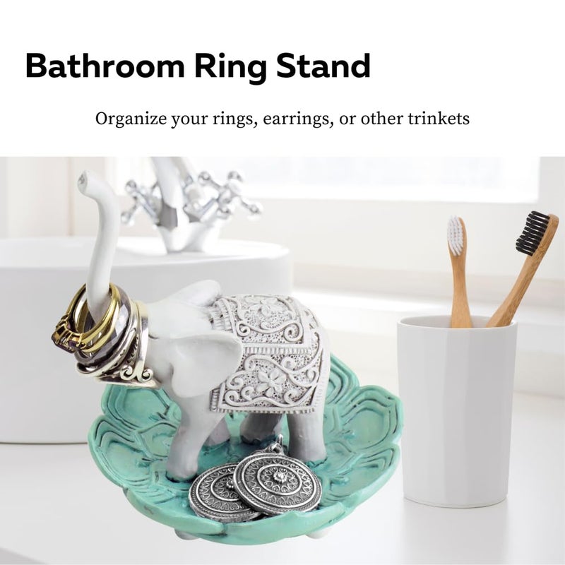 Evelots Ring Holder-Good Luck Elephant-Jewelry Bowl/Stand-Earring/Necklaces - Image 5