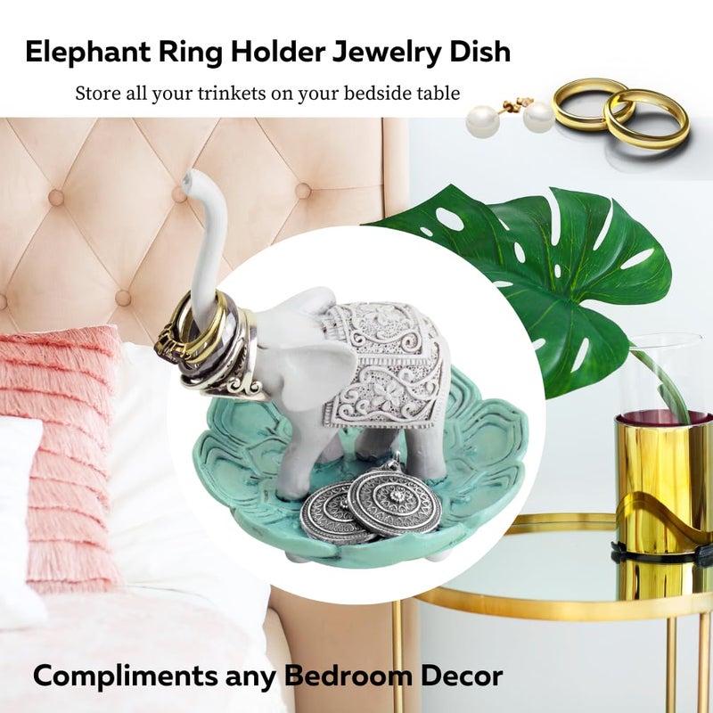 Evelots Ring Holder-Good Luck Elephant-Jewelry Bowl/Stand-Earring/Necklaces - Image 4