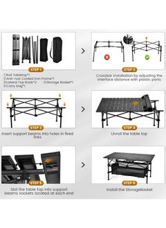 Generic Camping Table Folding Outdoor Table with Adjustable Height, Large Storage Bag and Carrying Bag, Portable Aluminum Table for Indoor & Outdoor Picnic BBQ Backyards Beach  - Image 5