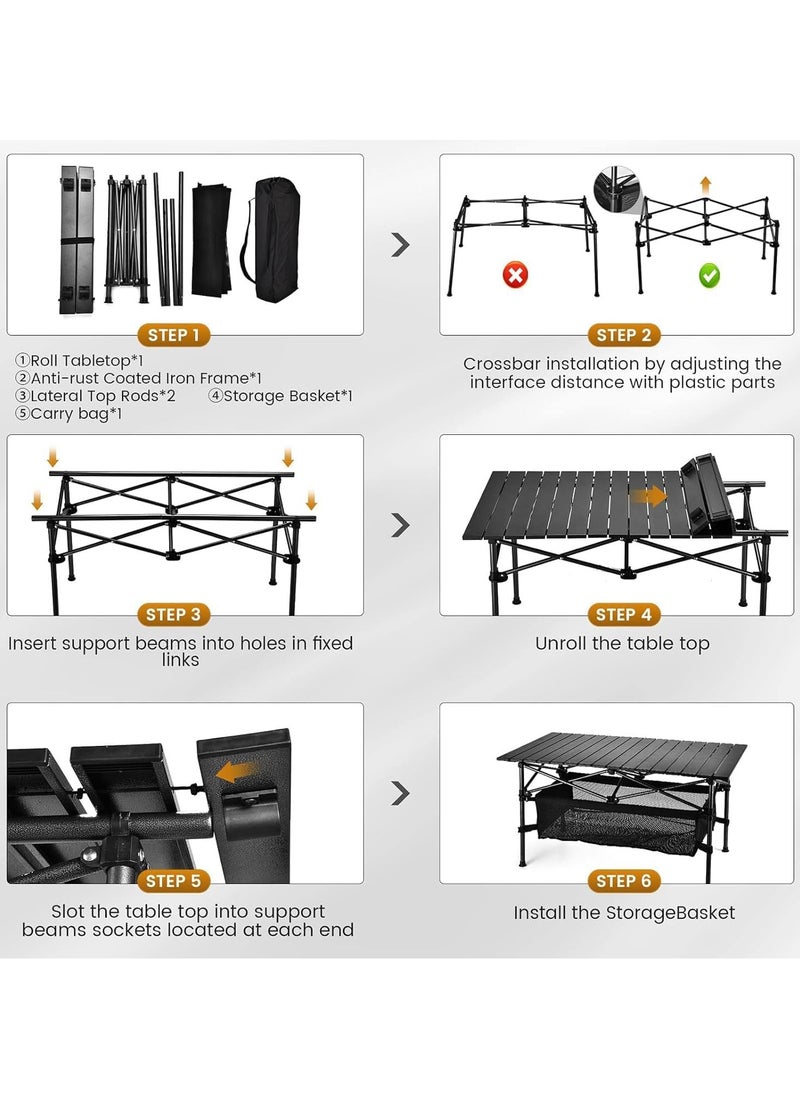 Generic Camping Table Folding Outdoor Table with Adjustable Height, Large Storage Bag and Carrying Bag, Portable Aluminum Table for Indoor & Outdoor Picnic BBQ Backyards Beach  - Image 5