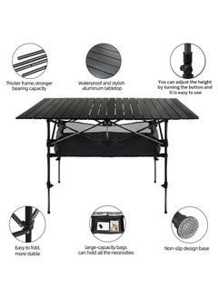 Generic Camping Table Folding Outdoor Table with Adjustable Height, Large Storage Bag and Carrying Bag, Portable Aluminum Table for Indoor & Outdoor Picnic BBQ Backyards Beach  - Image 3