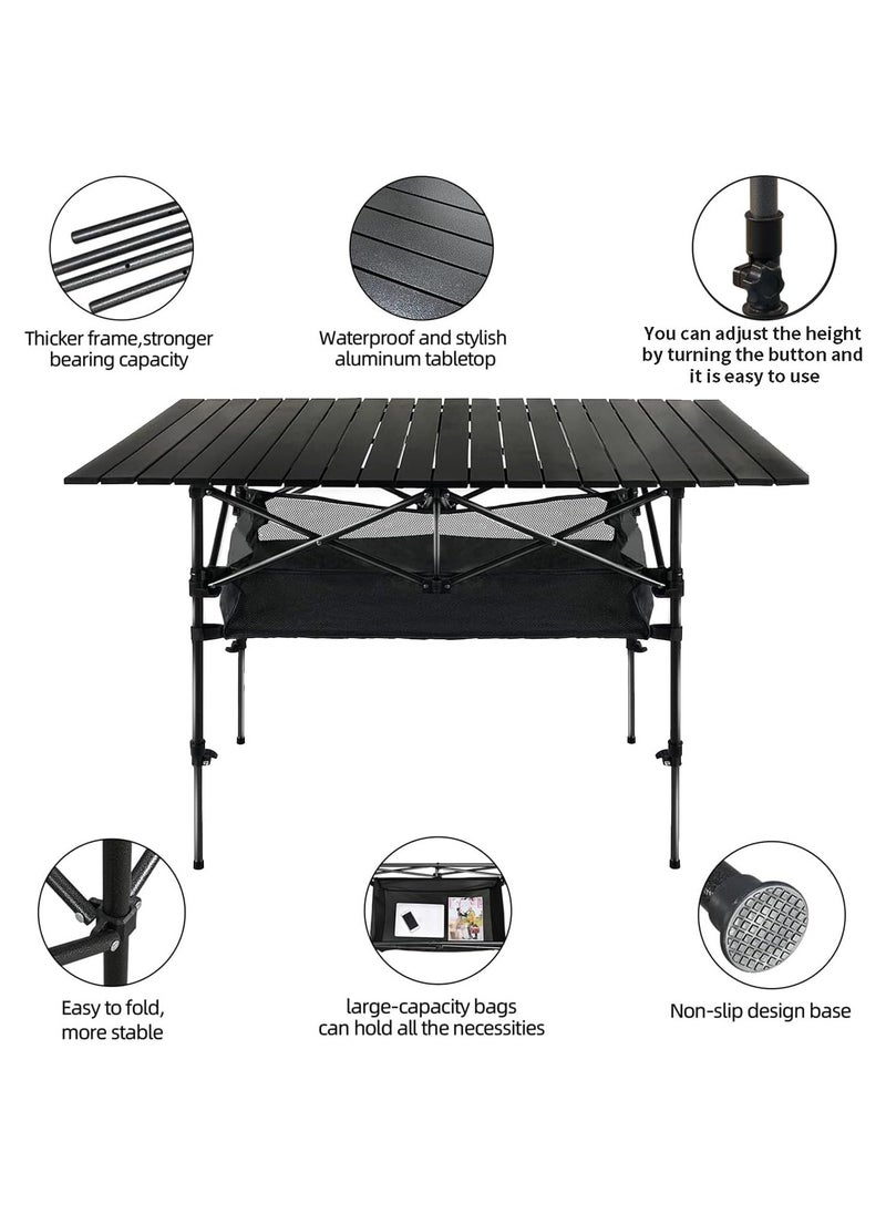 Generic Camping Table Folding Outdoor Table with Adjustable Height, Large Storage Bag and Carrying Bag, Portable Aluminum Table for Indoor & Outdoor Picnic BBQ Backyards Beach  - Image 3
