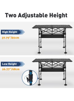 Generic Camping Table Folding Outdoor Table with Adjustable Height, Large Storage Bag and Carrying Bag, Portable Aluminum Table for Indoor & Outdoor Picnic BBQ Backyards Beach  - Image 2