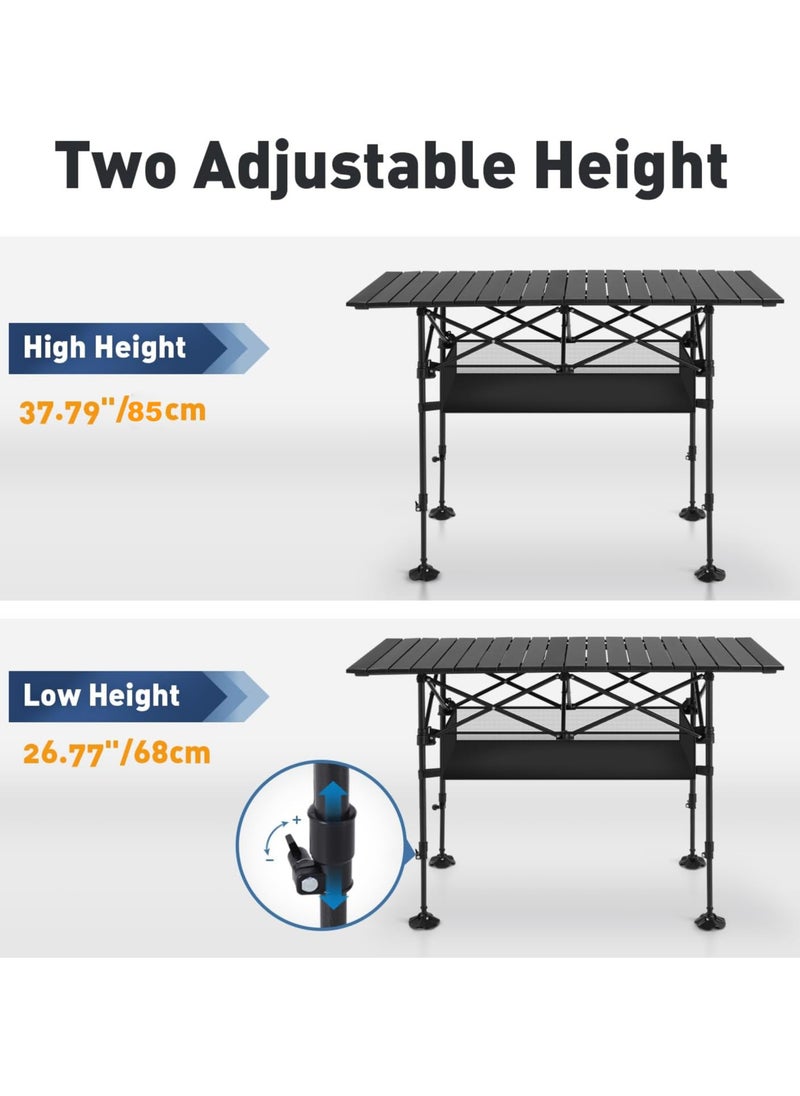 Generic Camping Table Folding Outdoor Table with Adjustable Height, Large Storage Bag and Carrying Bag, Portable Aluminum Table for Indoor & Outdoor Picnic BBQ Backyards Beach  - Image 2