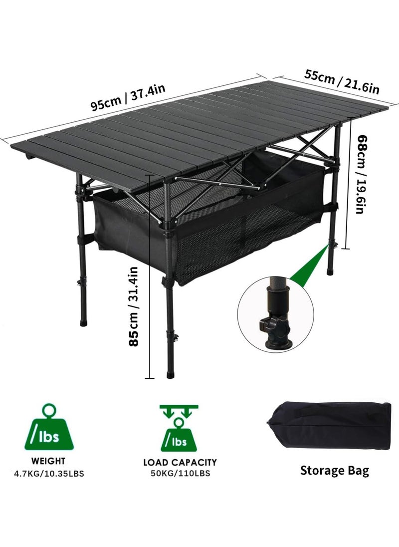 Generic Camping Table Folding Outdoor Table with Adjustable Height, Large Storage Bag and Carrying Bag, Portable Aluminum Table for Indoor & Outdoor Picnic BBQ Backyards Beach  - Image 4