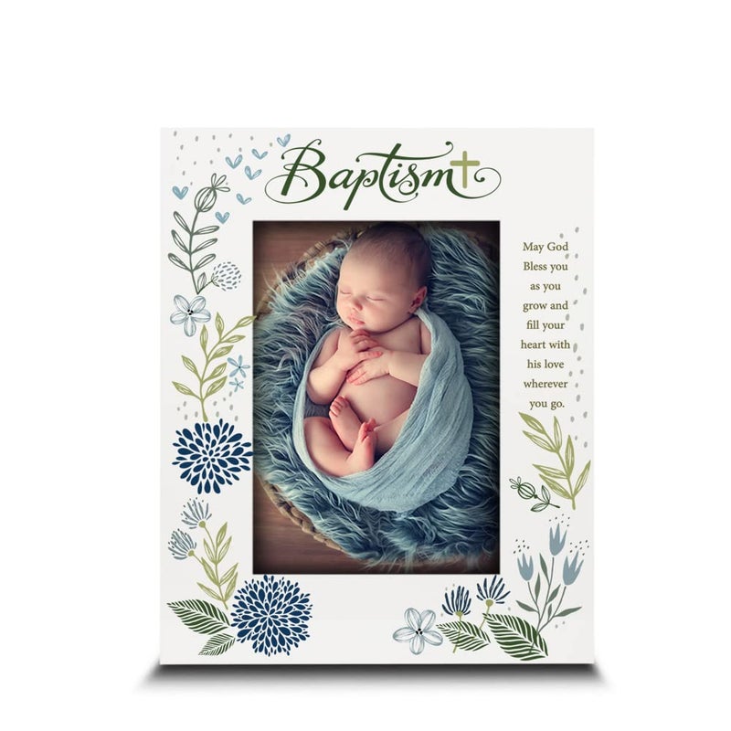 BELLA BUSTABaptism Picture FrameBaby BlessingsChristening Baby GirlBoy Baptism Presents from Godparents Friends and FamilyUV Print Frame 5x7 Vertical