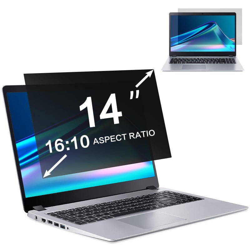 ZOEGAA 14 Inch Laptop Privacy Screen Filter, for 16:10 Widescreen Monitors -Dell HP Acer Samsung Lenovo ASUS Toshiba, Removable Privacy Screen Anti-Peeping, Anti Blue Light Blocking and Anti Glare - Image 1