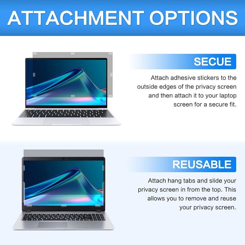 ZOEGAA 14 Inch Laptop Privacy Screen Filter, for 16:10 Widescreen Monitors -Dell HP Acer Samsung Lenovo ASUS Toshiba, Removable Privacy Screen Anti-Peeping, Anti Blue Light Blocking and Anti Glare - Image 4