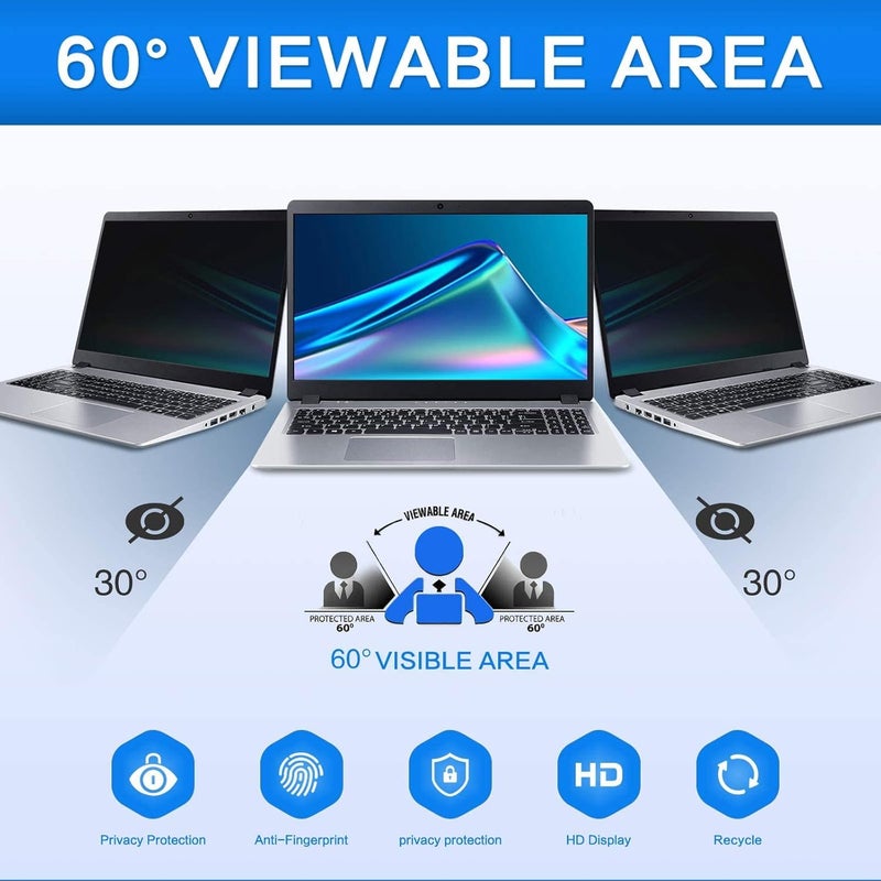 ZOEGAA 14 Inch Laptop Privacy Screen Filter, for 16:10 Widescreen Monitors -Dell HP Acer Samsung Lenovo ASUS Toshiba, Removable Privacy Screen Anti-Peeping, Anti Blue Light Blocking and Anti Glare - Image 3