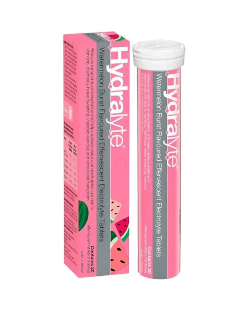 Hydralyte Effervescent Watermelon Burst Flavoured Electrolyte 20 Tablets - Image 1