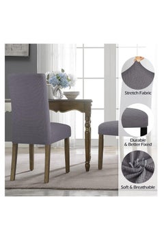 Generic Dining Chair Covers Stretch Chair Covers Parsons Chair Slipcover Removable Washable Kitchen Chair Covers for Dining Room Set of 6, Light Grey  - Image 3