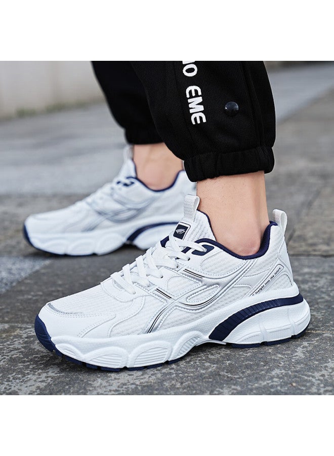 BANGTE Bont Men's Dad Sneakers Thick Sole Height Increasing Non-slip Wear-resistant Casual Sports Running Shoes White Blue 42 - Image 4